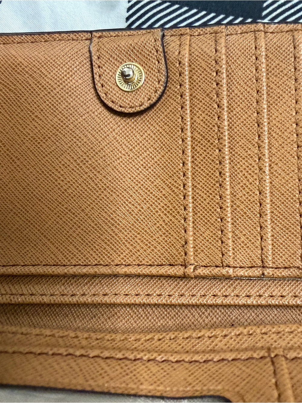Michael Kors Cognac Pebbled Leather Zip Wallet with Gold Plaque - Picture 10 of 10